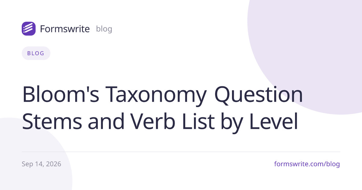 Bloom's Taxonomy Question Stems and Verb List by Level