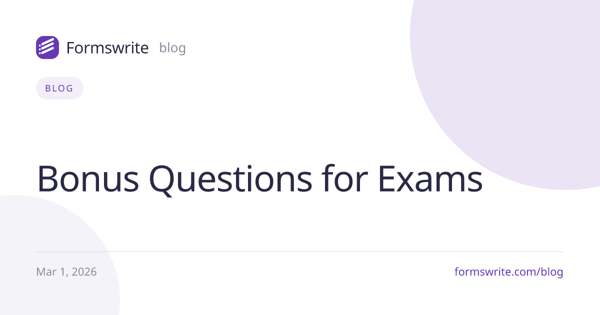 Bonus Questions for Exams