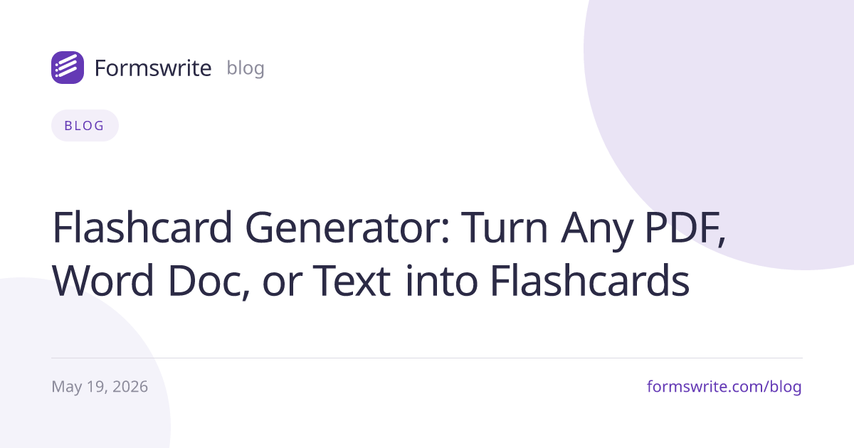 Flashcard Generator: Turn Any PDF, Word Doc, or Text into Flashcards